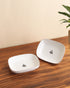 Gaj Dessert Dinnerware Rectangle Bowls | Set of 2 with Platinum Rim - Vola Global