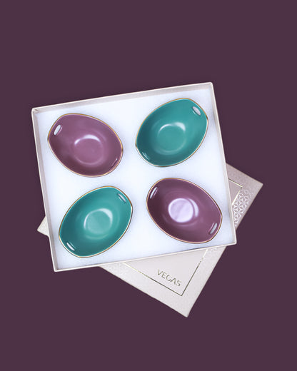 Lavender Herb and Viridian Green / Set of 4 || Bloom Vegas Curve Bowl - Where Elegance Meets Functionality