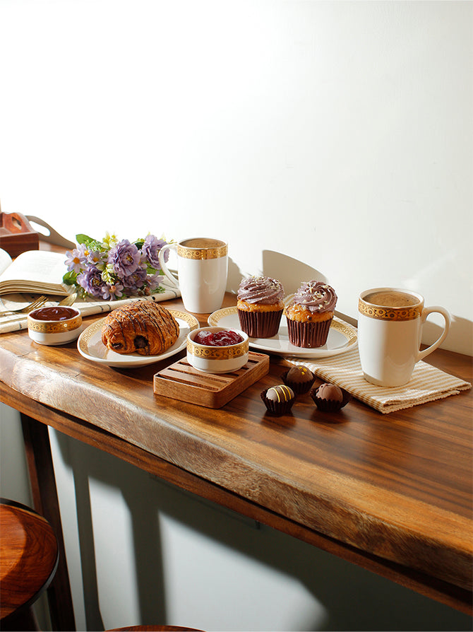 Scarlet Snack two oval plates and two bowls | beautiful snack set - Vola Global
