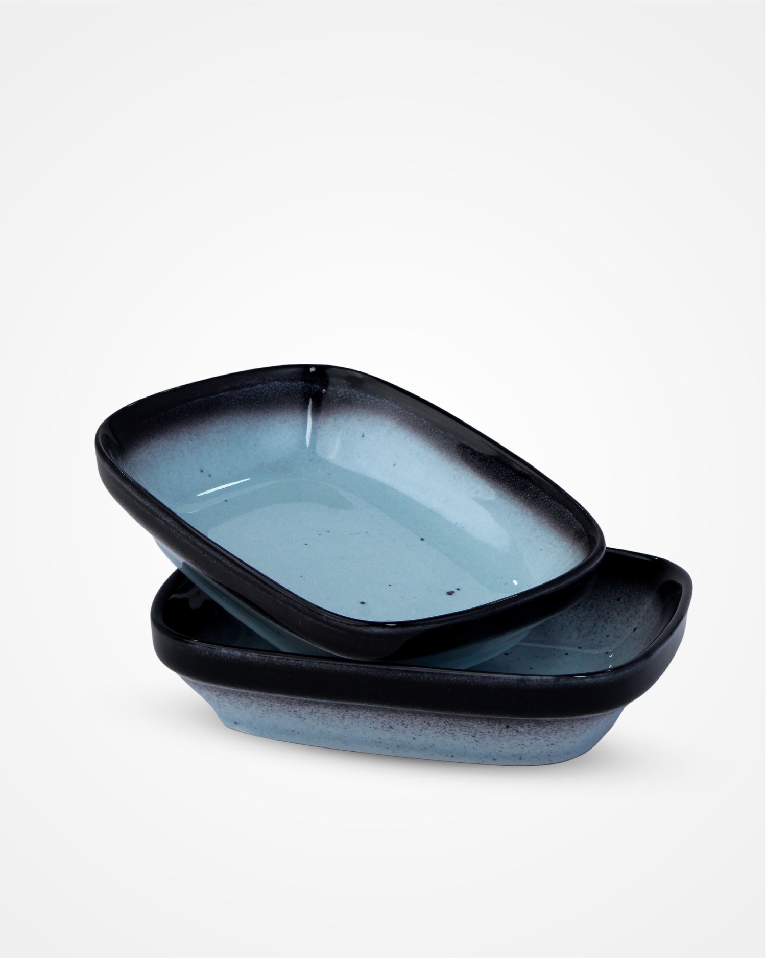 Reactive Glaze Rectangle Bowl - 14cm - Set of 2