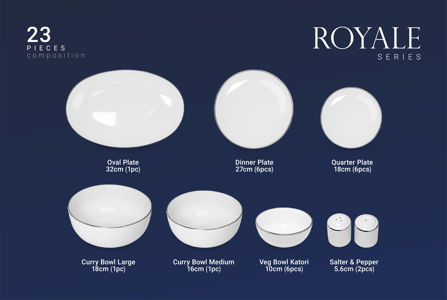 Royale Series- Dinner Set - 23 pc As the heart of the home - Vola Global